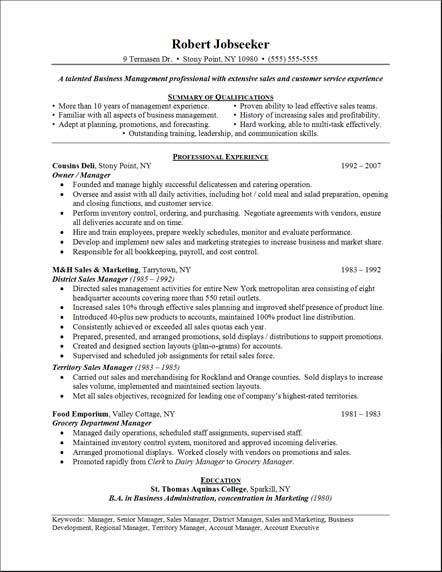 District manager resume with objective