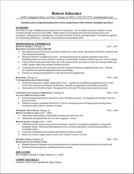 Sample Banking Resume