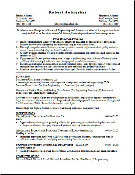 Resume for cvs