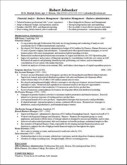 latest resume samples 2011. Sample Financial Analyst