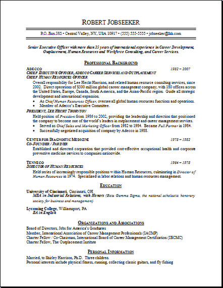 sample hr resume : Human resources resume sample