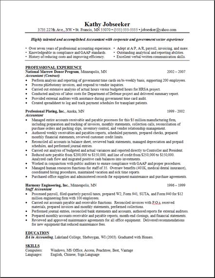 Sample Resume Layout