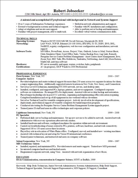 technician sample resume