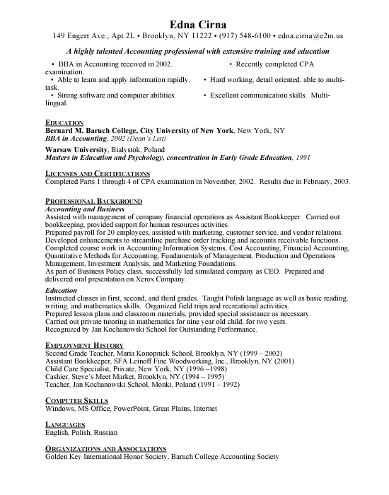 accounting associate sample resume