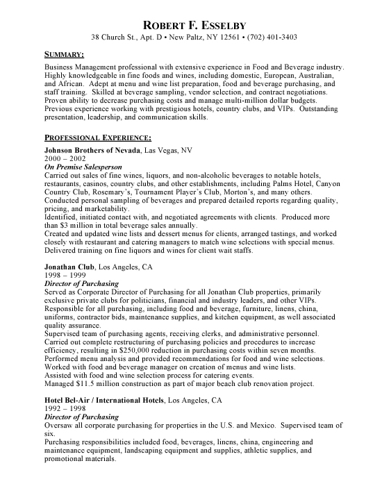 business management sample resume