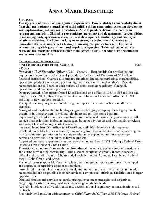 simple resume sample. CEO Sample Resume