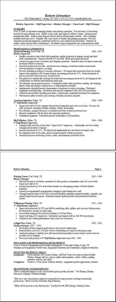 example of resumes for jobs. Sample Job Resume Example