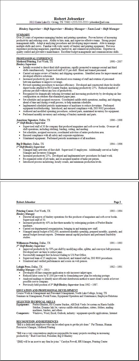 job resumes examples. Sample Job Resume Example