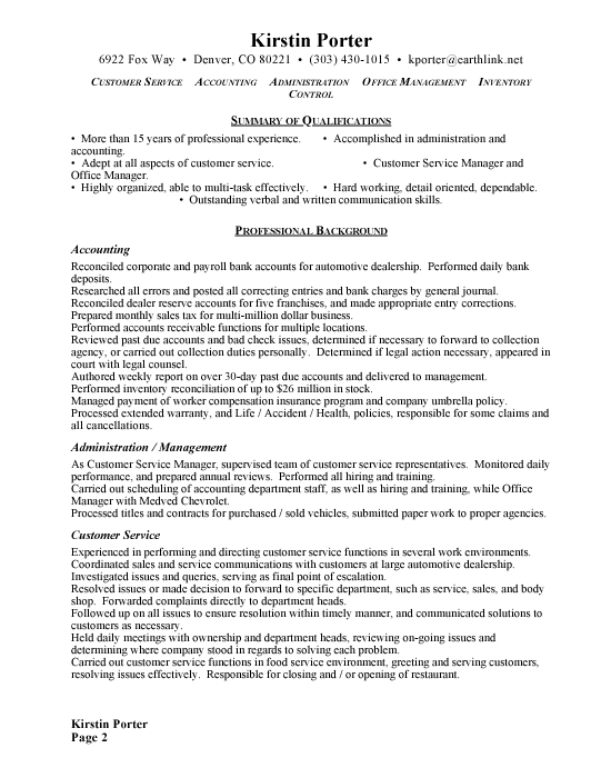 Resume for office managers