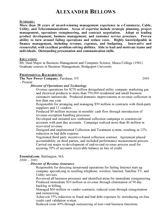 Operations Director Sample Resume