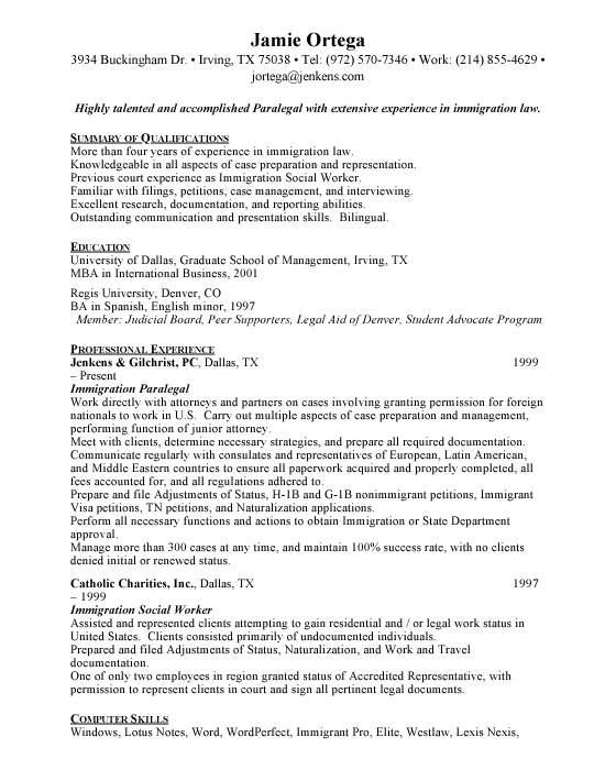 Sample resume patent paralegal