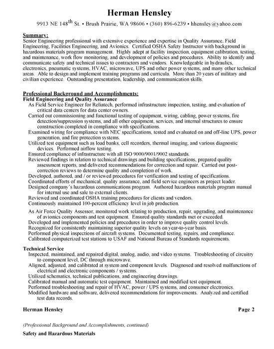 Production Supervisor Foreman Sample Resume