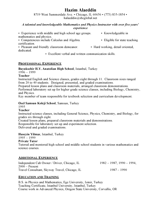 objective for  teaching resume