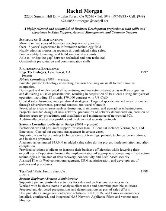 Technology Consultant Sample Resume Example Template