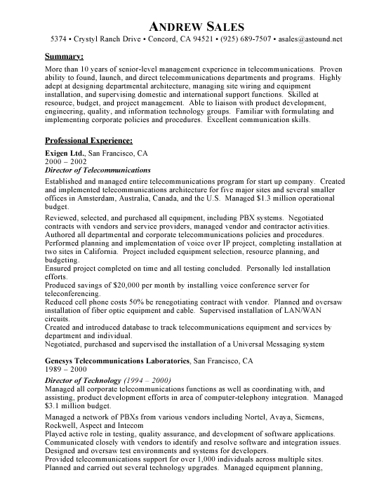 Resume objective for telecom engineer