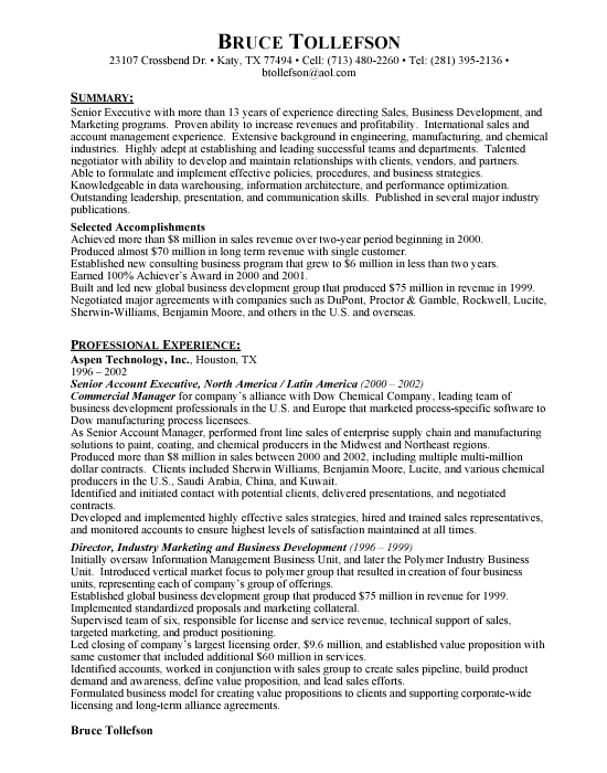 functional resume outline. Senior Account Executive